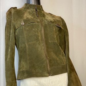 ALLAN DENIS OLIVE GREEN SUEDE LEATHER JA…